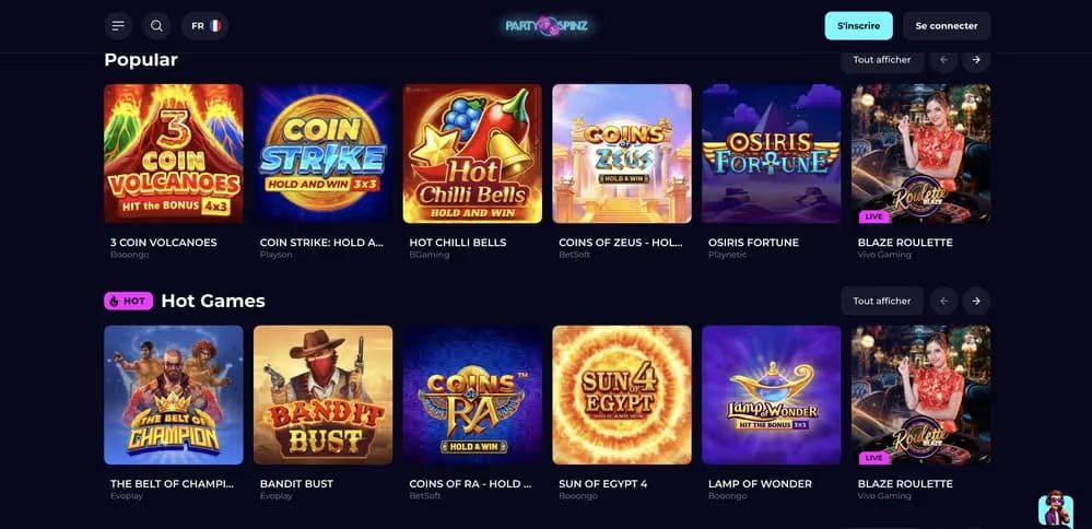 Les jeux de Party Spinz