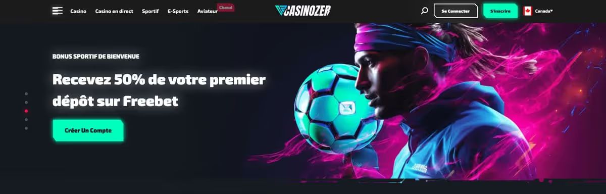 Capture d'écran de la page d'inscription Casinozer