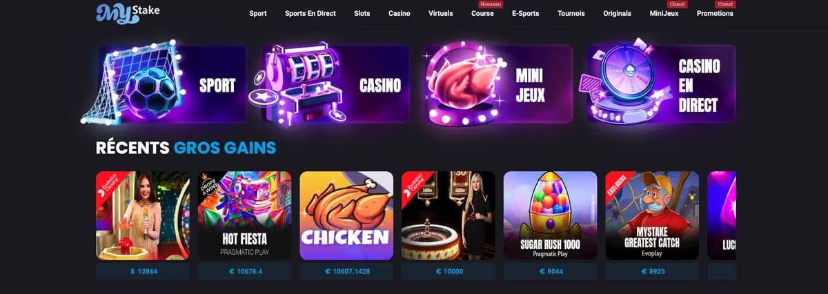 Mystake casino interface