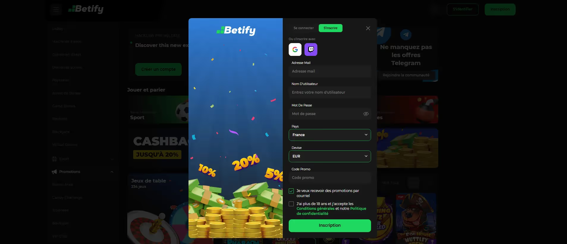 Betify casino en ligne