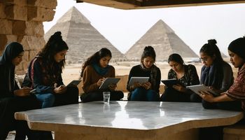 شاشة لعبة سلوت Pyramid Coins تعرض رموز الأهرامات والفراعنة بتصميم مستوحى من مصر القديمة.