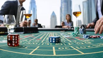 مبنى وين ريزورتس الفاخر في جزيرة المرجان، الإمارات، أول موقع كازينو مرخص رسميًا في الدولة.