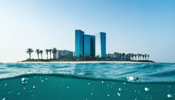 رندر ثلاثي الأبعاد لمنتجع وين المرجان مع كازينو فاخر وفنادق فخمة في رأس الخيمة، الإمارات 2027