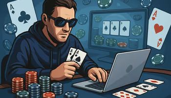 Joueur de poker en ligne en action