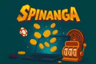 Spinanga-kasinon kampanjanäkymä, joka esittelee bonustarjouksia ja pelivalikoimaa.