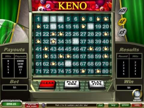 casino tropz keno table