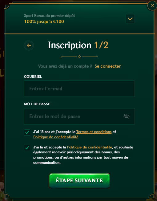 s'inscrire a Casinia