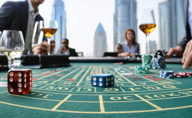 مبنى وين ريزورتس الفاخر في جزيرة المرجان، الإمارات، أول موقع كازينو مرخص رسميًا في الدولة.