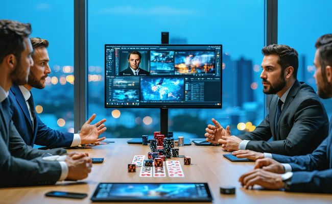 شعاري بلايتك وإيفولوشن مع ميزان عدالة، يرمزان لنزاع قانوني يهز سوق الكازينوهات الإلكترونية.