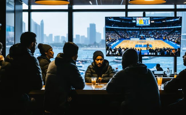 ليبرون جيمس يحتفل بقميص ليكرز وسط الجماهير، يرمز لانتعاش الفريق وتأثيره على أسواق المراهنات الرياضية.