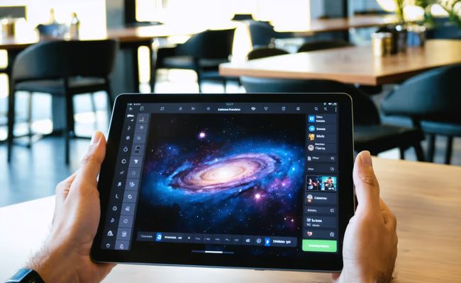 واجهة لعبة ستاربِرست جالاكسي من NetEnt تعرض شبكة سلوت كونية ملونة بتأثيرات بصرية نابضة بالحياة.