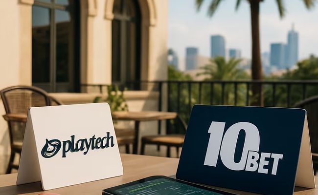 شعارا Playtech و10bet يظهران مع خلفية زرقاء، يرمزان لتوسيع الشراكة في سوق المراهنات السويدية.