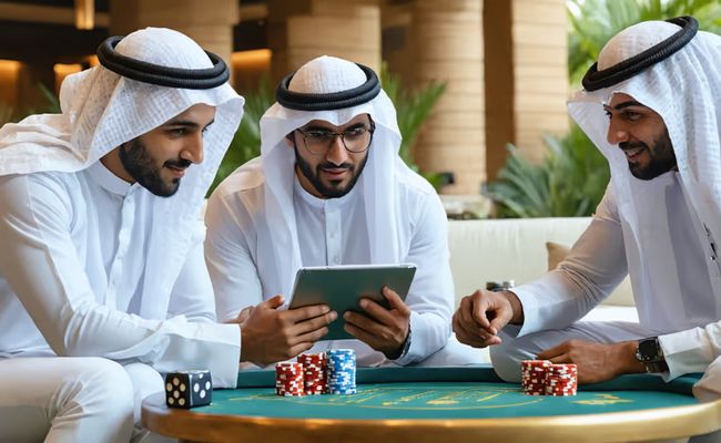 لاعب يستخدم هاتفاً مع رموز بتكوين ونرد كازينو، يوضح صعود كازينوهات العملات الرقمية بدون KYC ومخاطر التحقق المفاجئ عند السحب 2024–2025