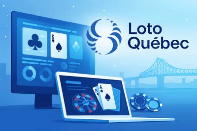 Illustration moderne représentant la transformation numérique de Loto-Québec et du jeu en ligne au Québec.