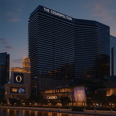 Vue nocturne du Cosmopolitan, casino de luxe à Las Vegas
